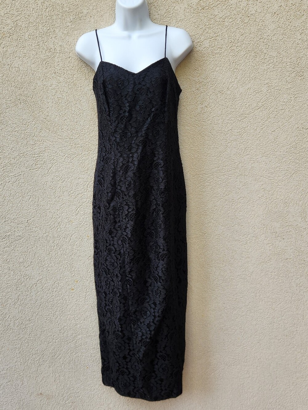 LE CHATEAU Womens Dress 7 Black Romantic Maxi Floral Prom Made Canada Vintage